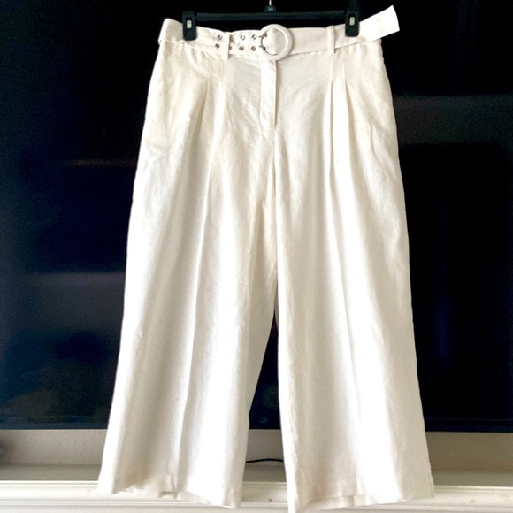 INC International Concepts Pants - I.N.C. LINEN BLEND HIGH RISE WIDE LEG PANTS. WHITE